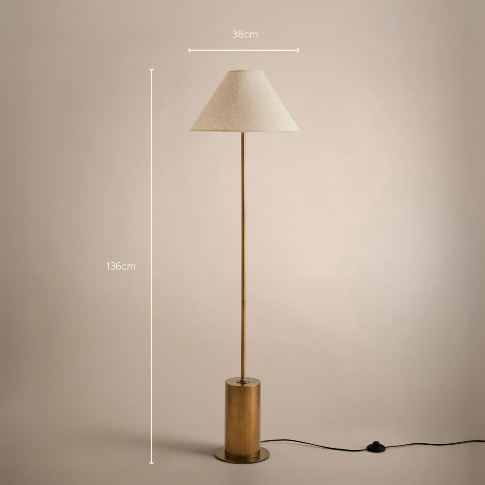Plain Brown Lighting - Finn Tall Wired Floor Lamp Aged Brass Yard
