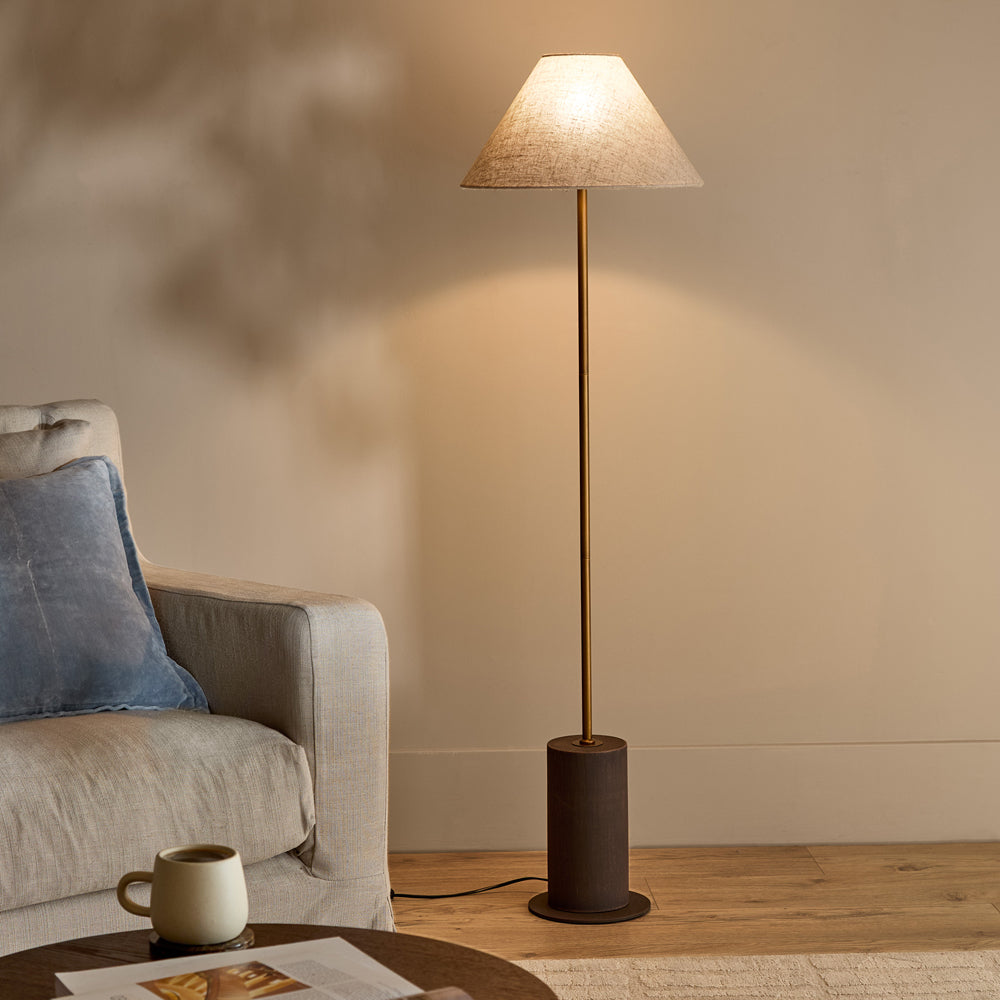 Plain Brown Lighting - Finn Tall Wired Floor Lamp Espresso Brown Yard