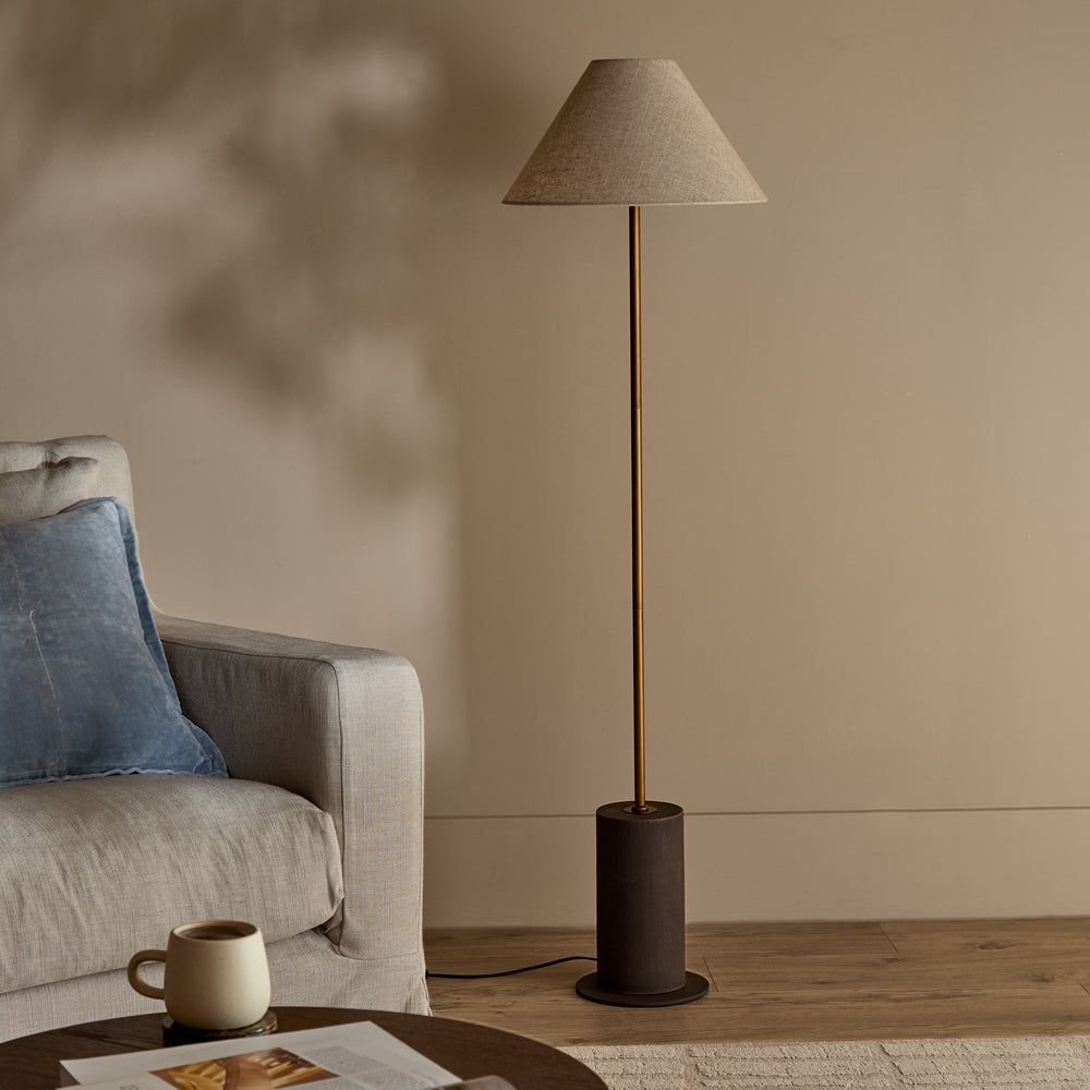 Plain Brown Lighting - Finn Tall Wired Floor Lamp Espresso Brown Yard
