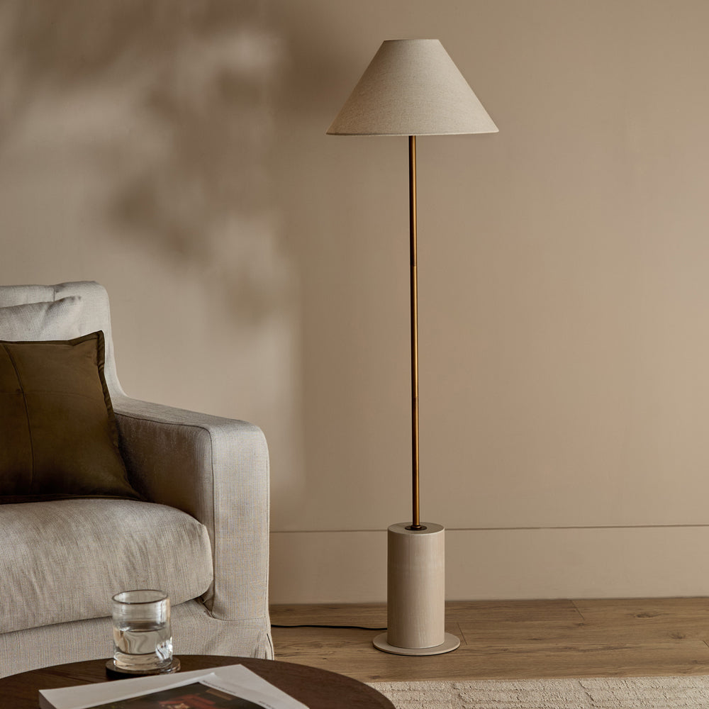 Plain Beige Lighting - Finn Tall Wired Floor Lamp Sandstone Yard