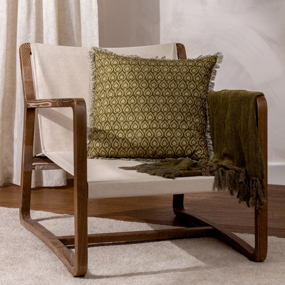 Geometric Green Cushions - Georgi  Cushion Cover Olive Yard