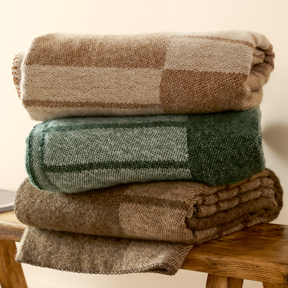 Geometric Beige Throws - Harlech Woven Reversible Throw Biscuit Yard