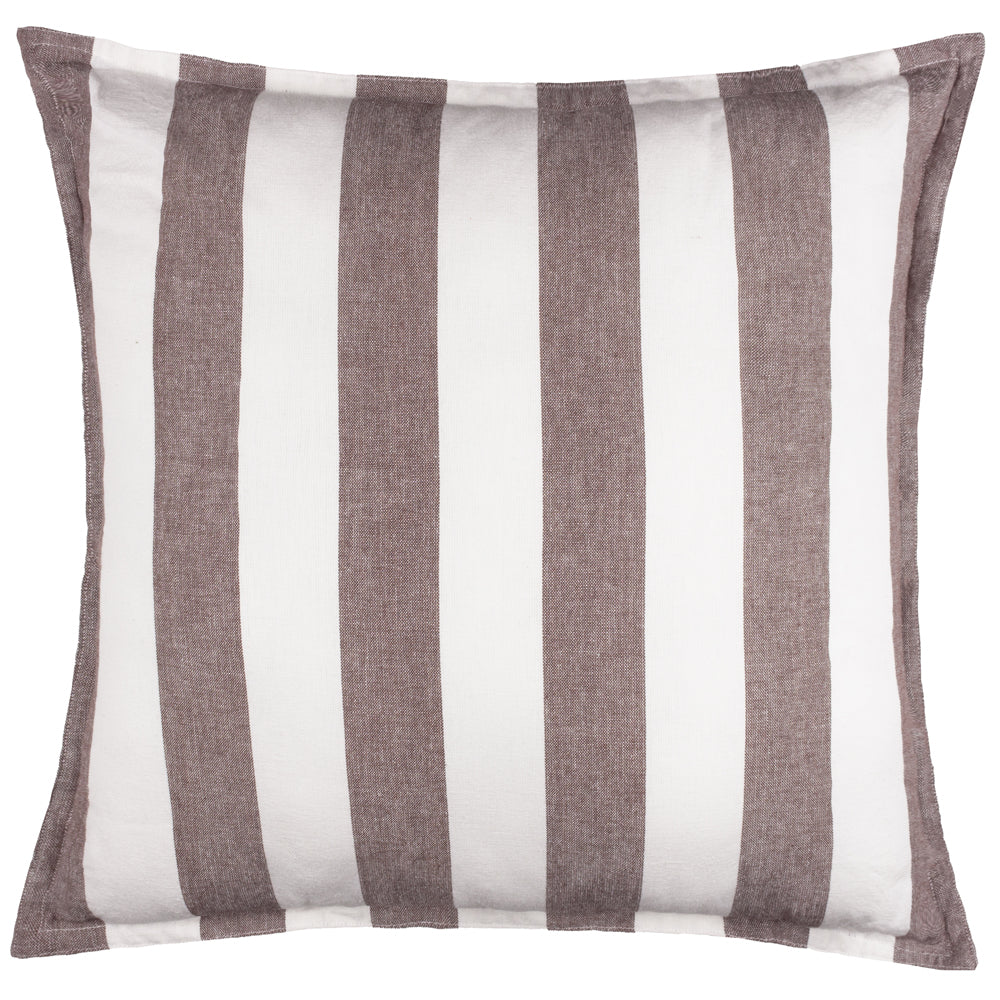 Striped Brown Cushions - Hayle 100% Cotton Outdoor Polyester Filled Cushion Chocolate Yard