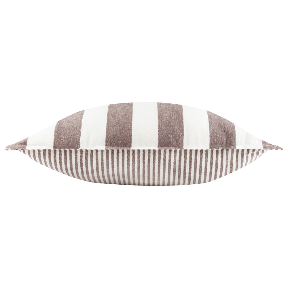Striped Brown Cushions - Hayle 100% Cotton Outdoor Polyester Filled Cushion Chocolate Yard