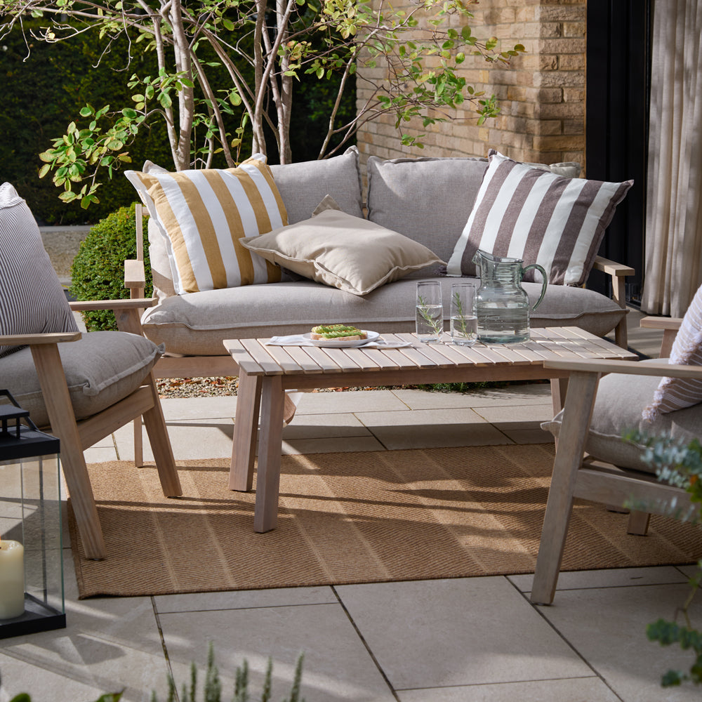 Striped Brown Cushions - Hayle 100% Cotton Outdoor Polyester Filled Cushion Chocolate Yard