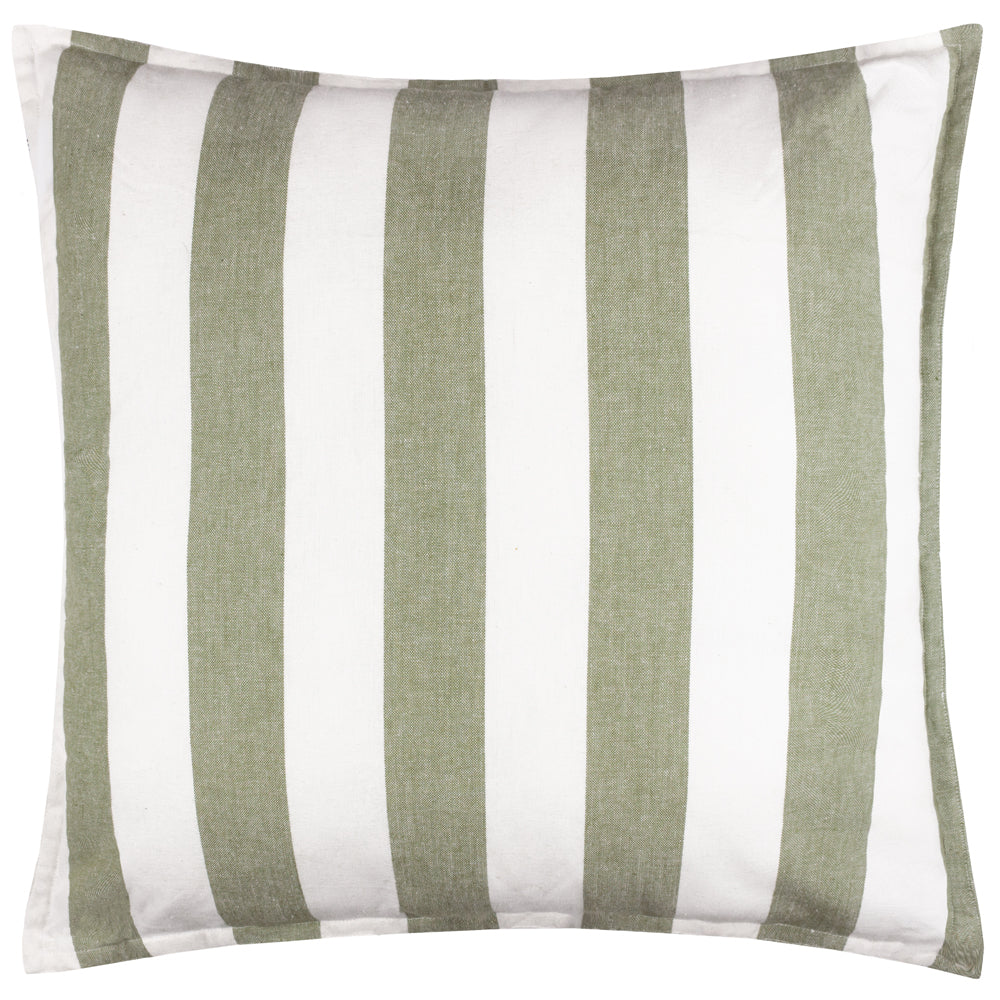 Striped Green Cushions - Hayle 100% Cotton Outdoor Polyester Filled Cushion Lichen Yard