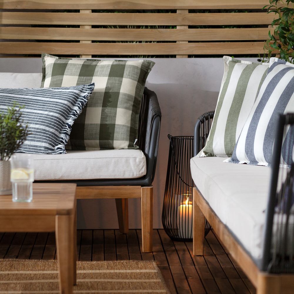 Striped Blue Cushions - Hayle 100% Cotton Outdoor Polyester Filled Cushion Navy Yard