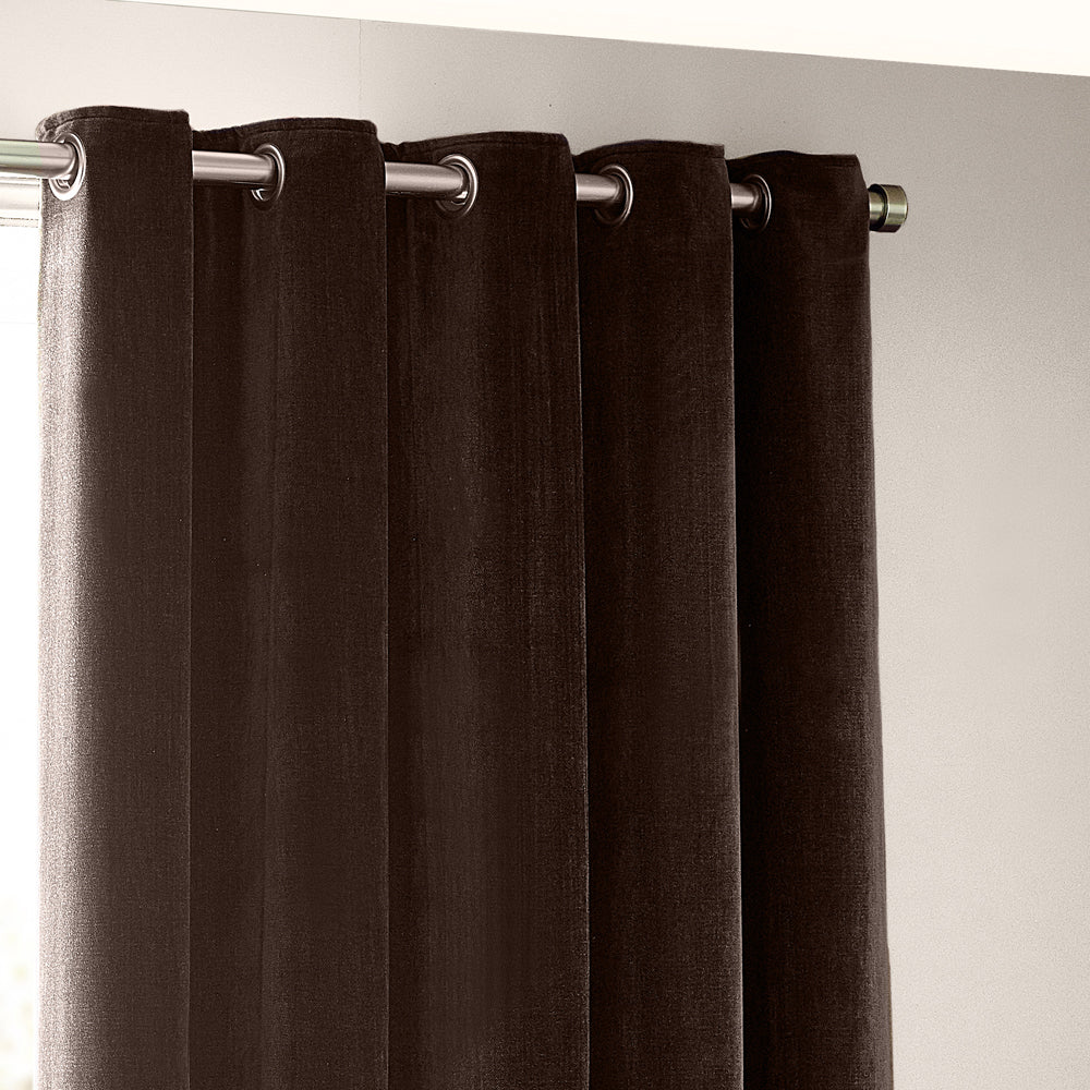 Plain Brown Curtains - Heavy Chenille Blackout Eyelet Curtains Brown Yard