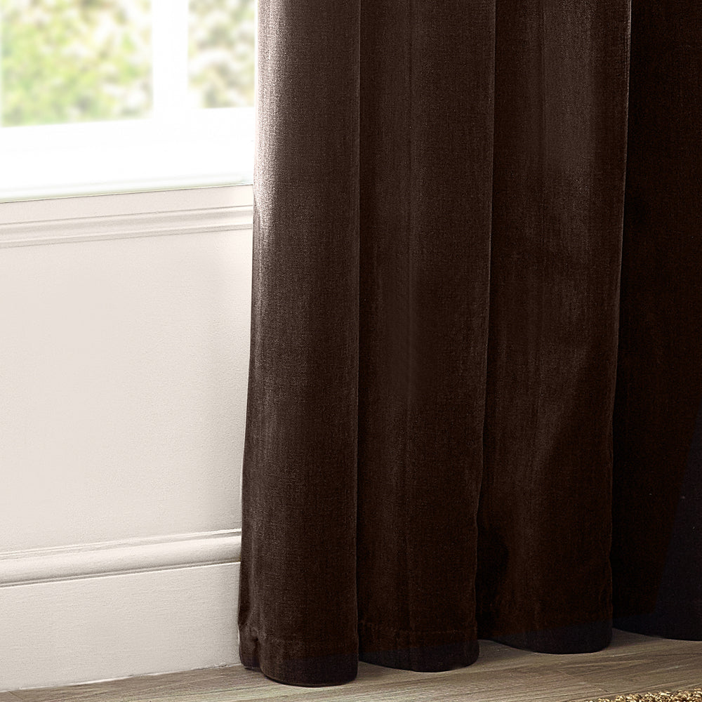 Plain Brown Curtains - Heavy Chenille Blackout Eyelet Curtains Brown Yard
