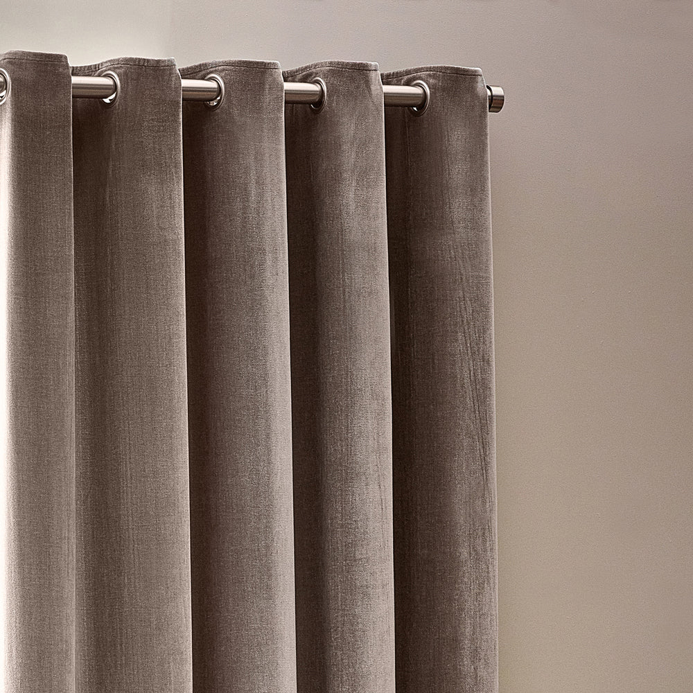 Plain Grey Curtains - Heavy Chenille Blackout Eyelet Curtains Greige Yard