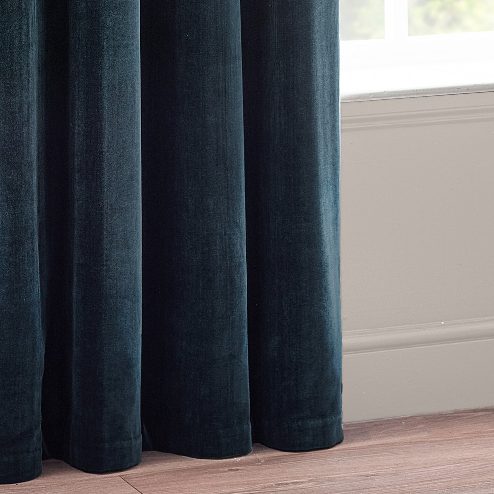 Plain Blue Curtains - Heavy Chenille Blackout Eyelet Curtains Navy Yard