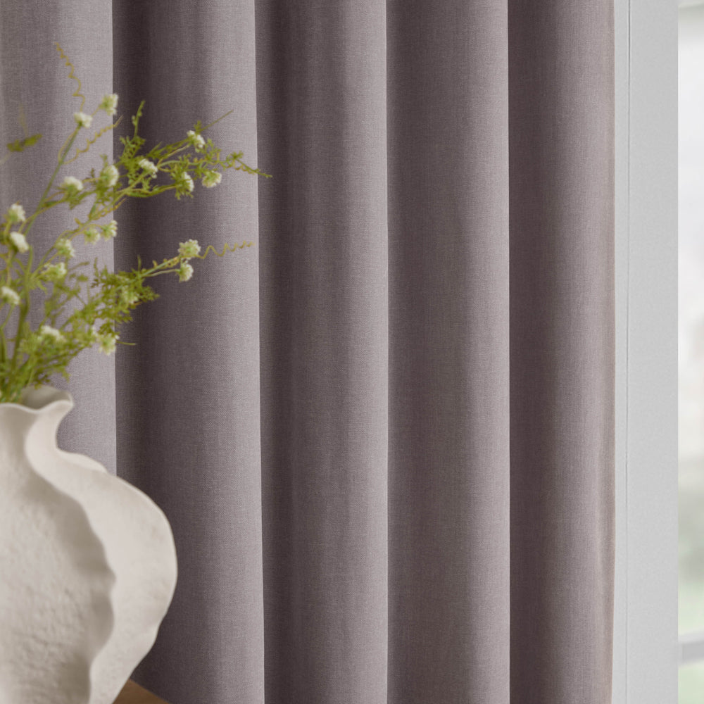 Plain Purple Curtains - Heavy Chenille Fully Lined Velvet Pencil Pleat Curtains Mauve Yard