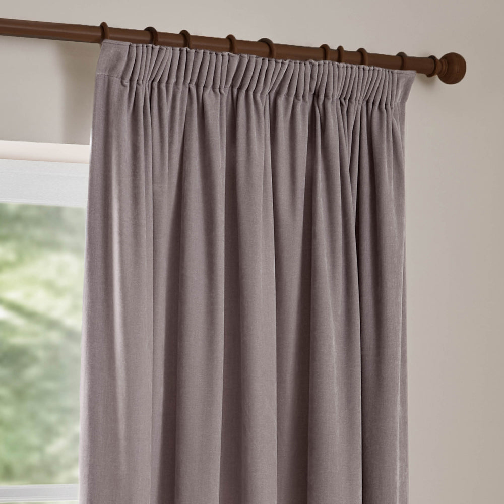 Plain Purple Curtains - Heavy Chenille Fully Lined Velvet Pencil Pleat Curtains Mauve Yard