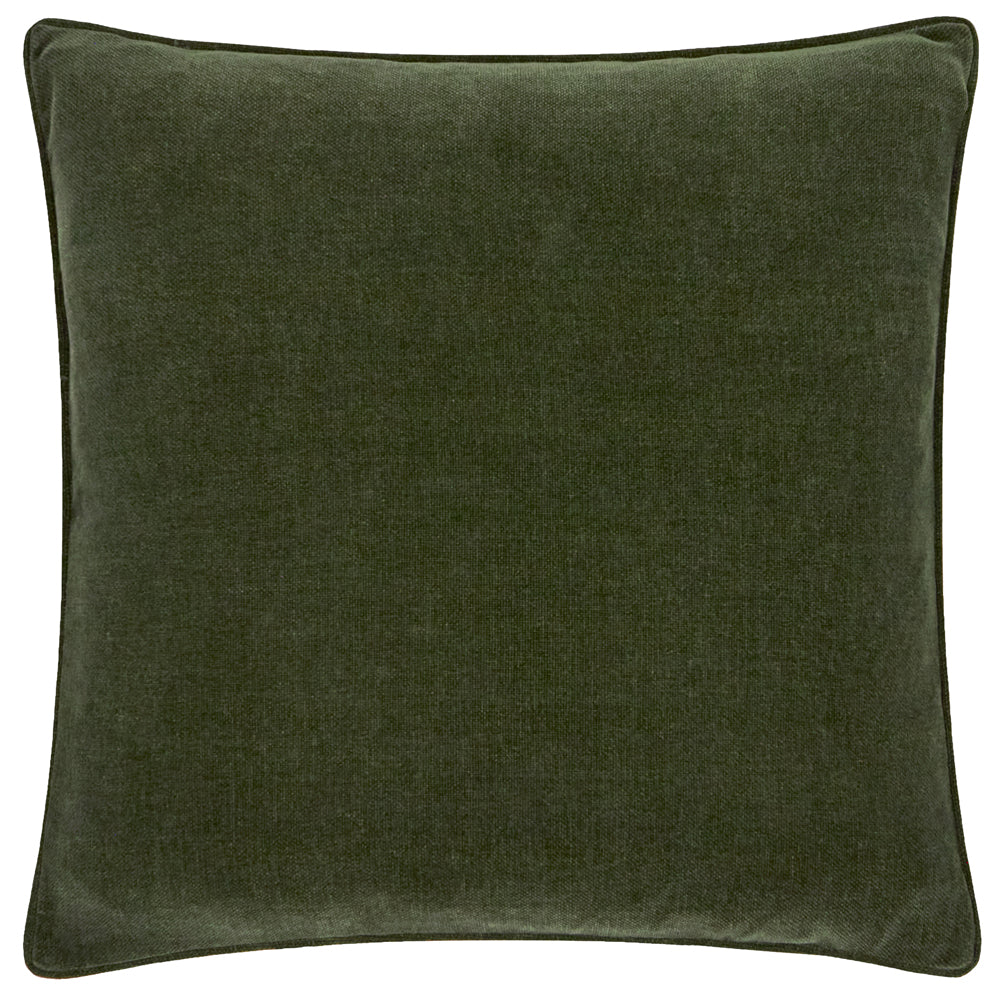 Plain Green Cushions - Heavy Chenille Piped Cushion Cover Lichen Yard