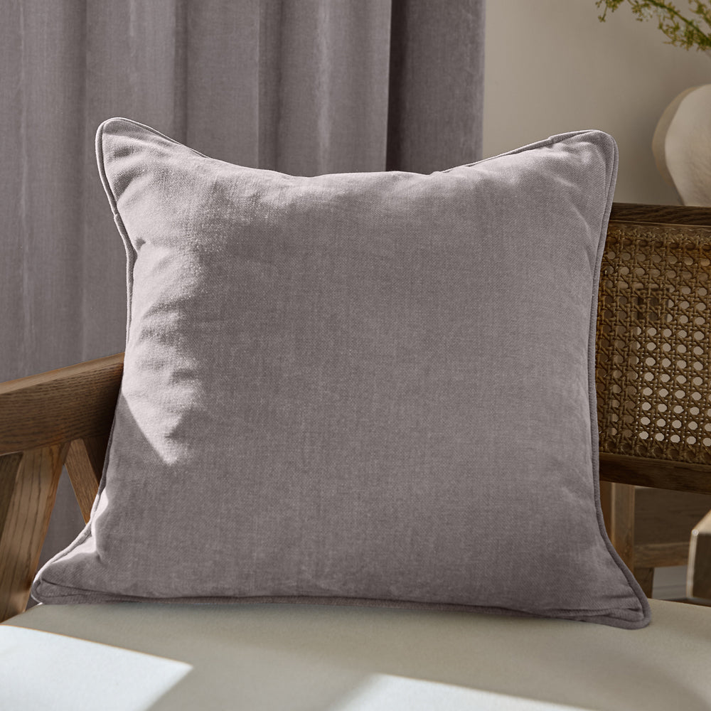 Plain Purple Cushions - Heavy Chenille Piped Polyester Filled Cushion Mauve Yard