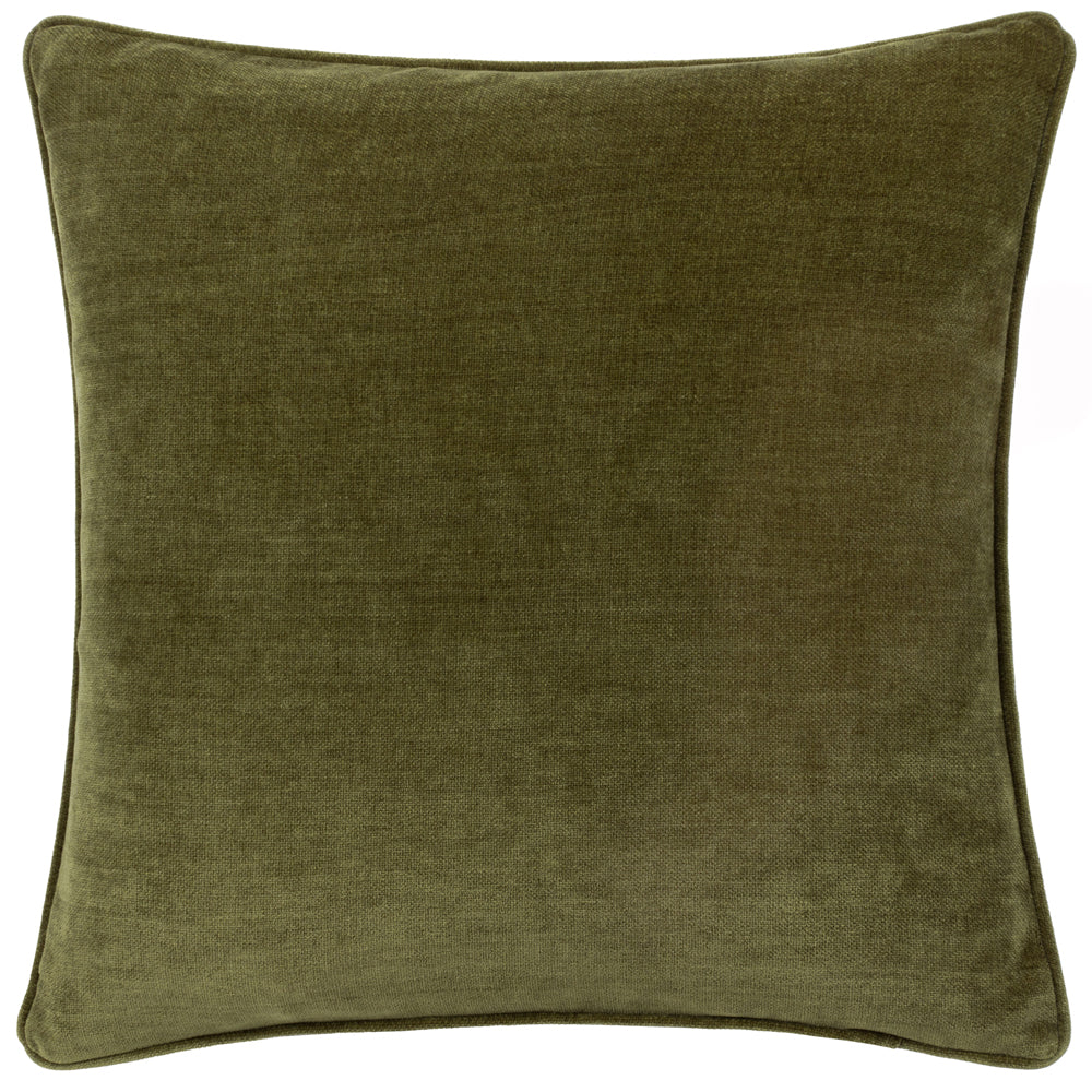 Plain Green Cushions - Heavy Chenille  Cushion Cover Olive Yard
