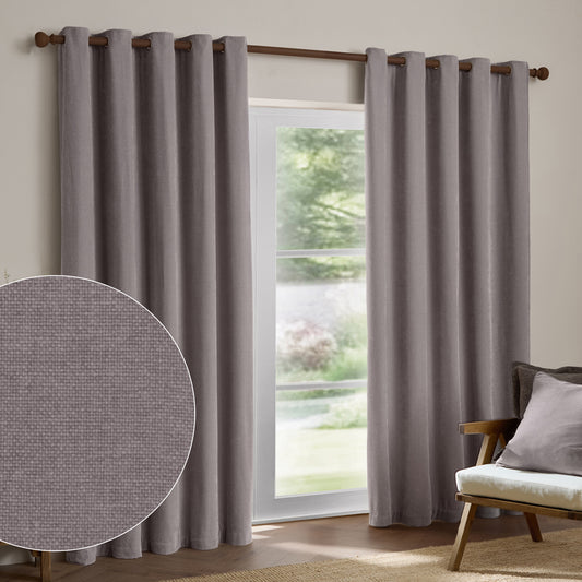 Plain Purple Curtains - Heavy Chenille Fully Lined Velvet Eyelet Curtains Mauve Yard