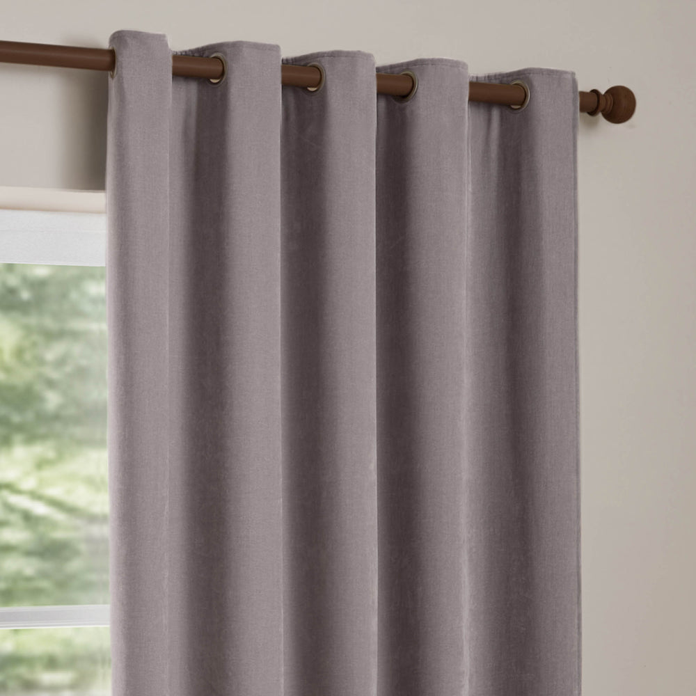Plain Purple Curtains - Heavy Chenille Fully Lined Velvet Eyelet Curtains Mauve Yard