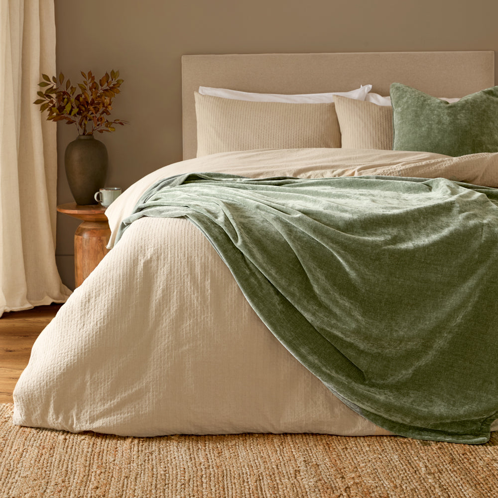 Plain Green Throws - Heavy Chenille Velvet Throw Eucalyptus Yard 