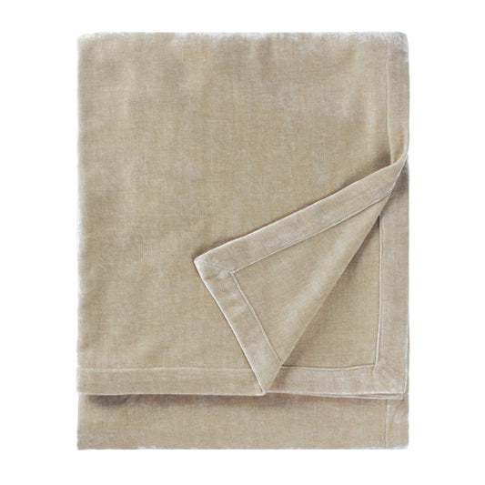 Plain Beige Throws - Heavy Chenille Velvet Throw Linen Yard 