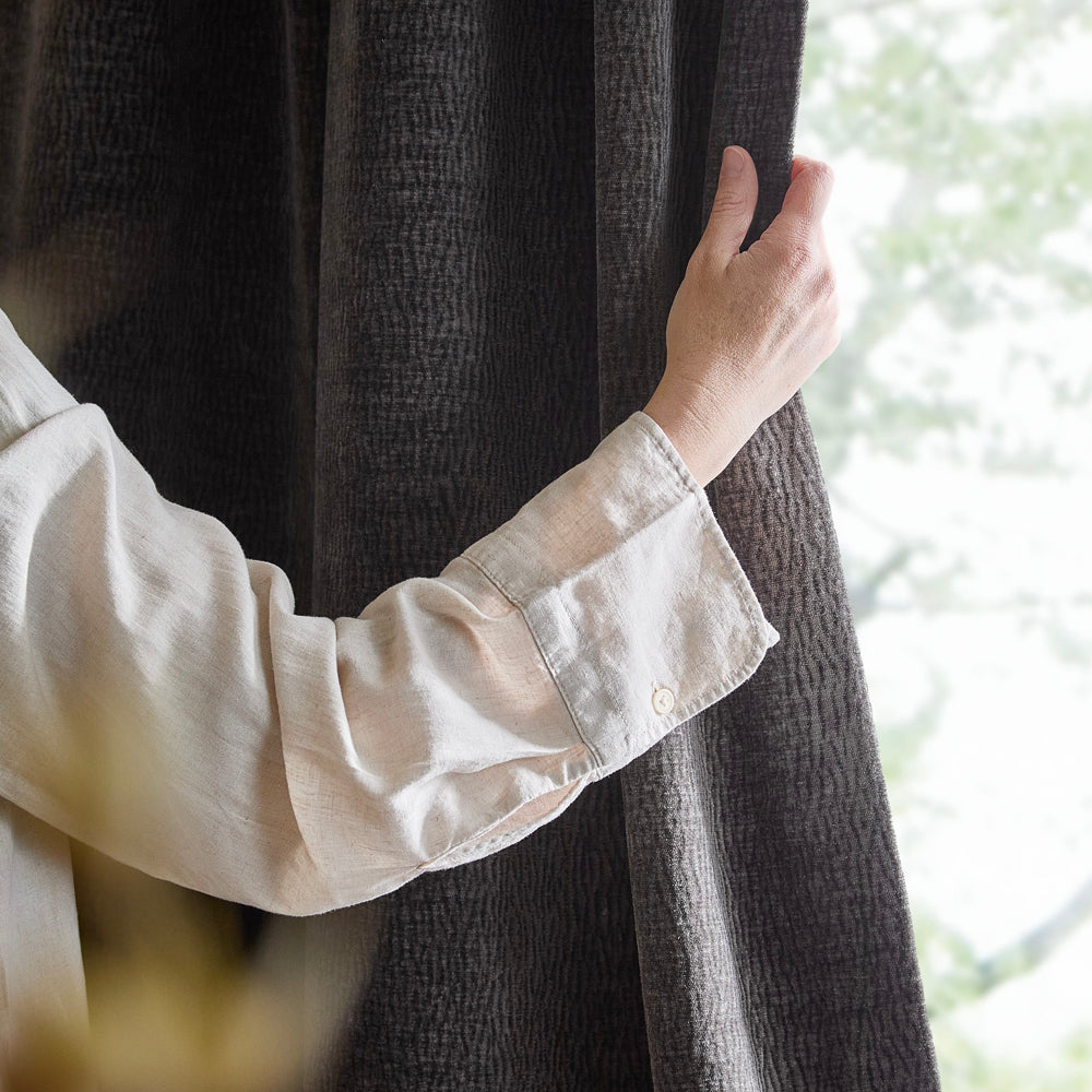 Plain Grey Curtains - Heath Washed Velvet Fully Lined Eyelet Curtains Charcoal Yard