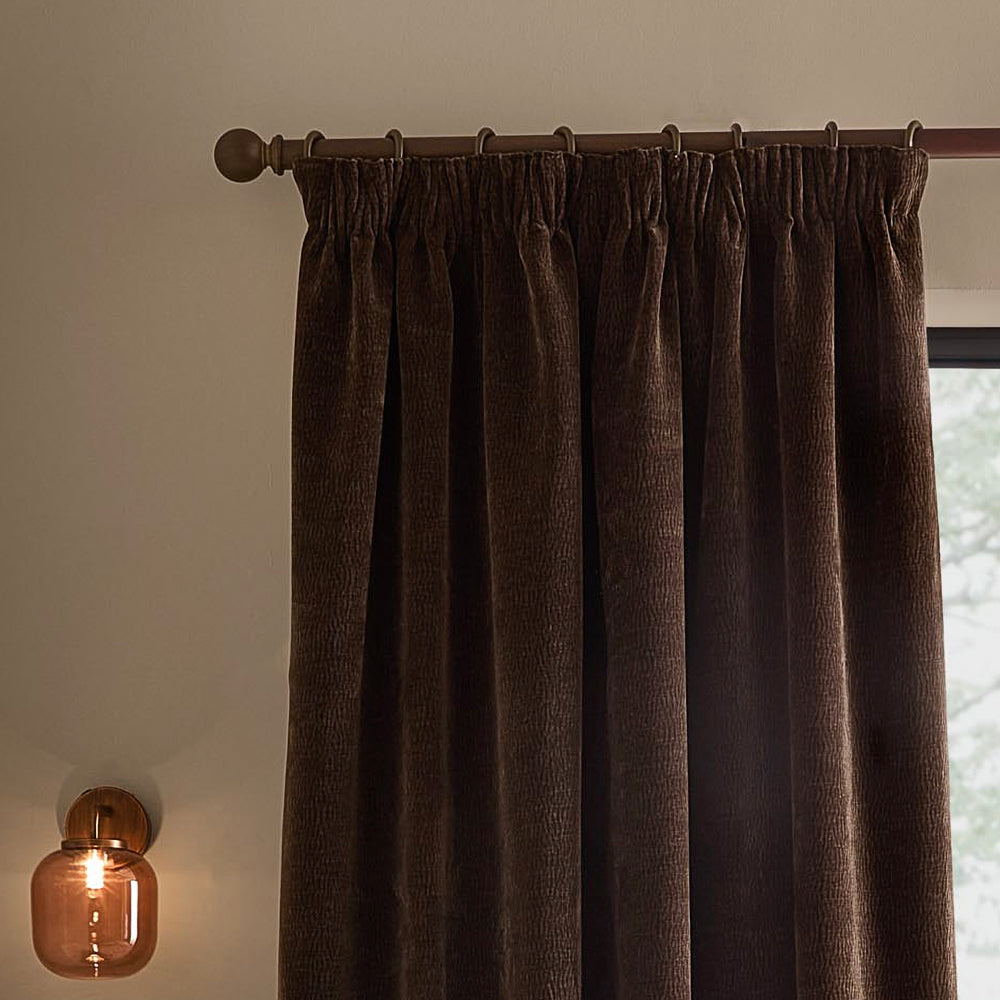 Plain Brown Curtains - Heath Washed Velvet Fully Lined Pencil Pleat Curtains Espresso Brown Yard