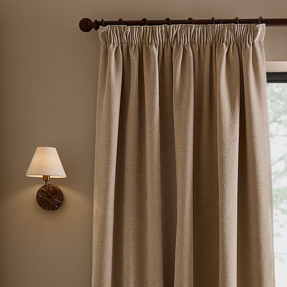 Plain Cream Curtains - Heath Washed Velvet Fully Lined Pencil Pleat Curtains Linen Yard