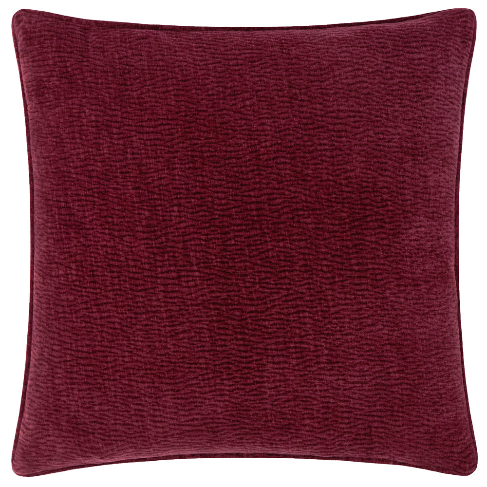 Plain Red Cushions - Heath Washed Velvet Textured Cushion Cover Beetroot Yard