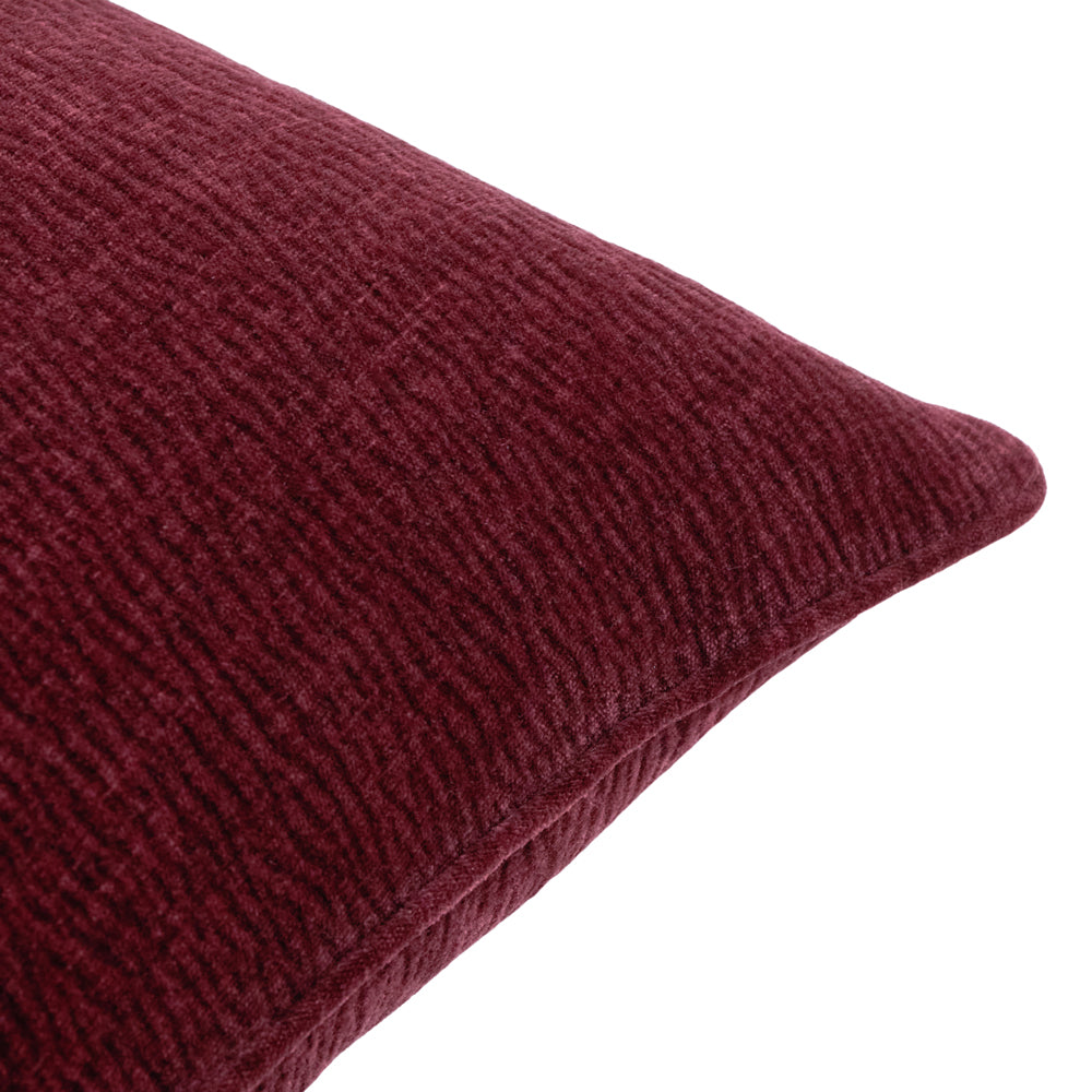 Plain Red Cushions - Heath Washed Velvet Textured Cushion Cover Beetroot Yard