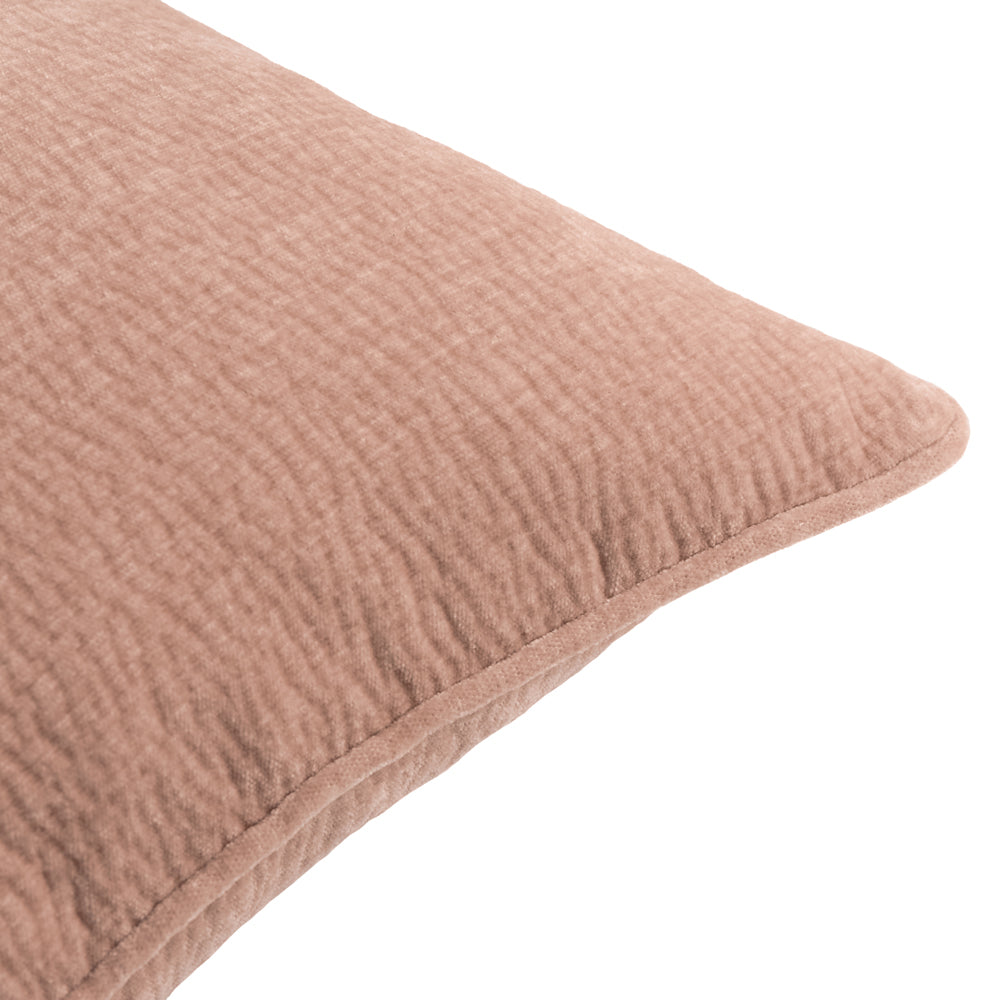 Plain Pink Cushions - Heath Washed Velvet Textured Cushion Cover Cotta Yard