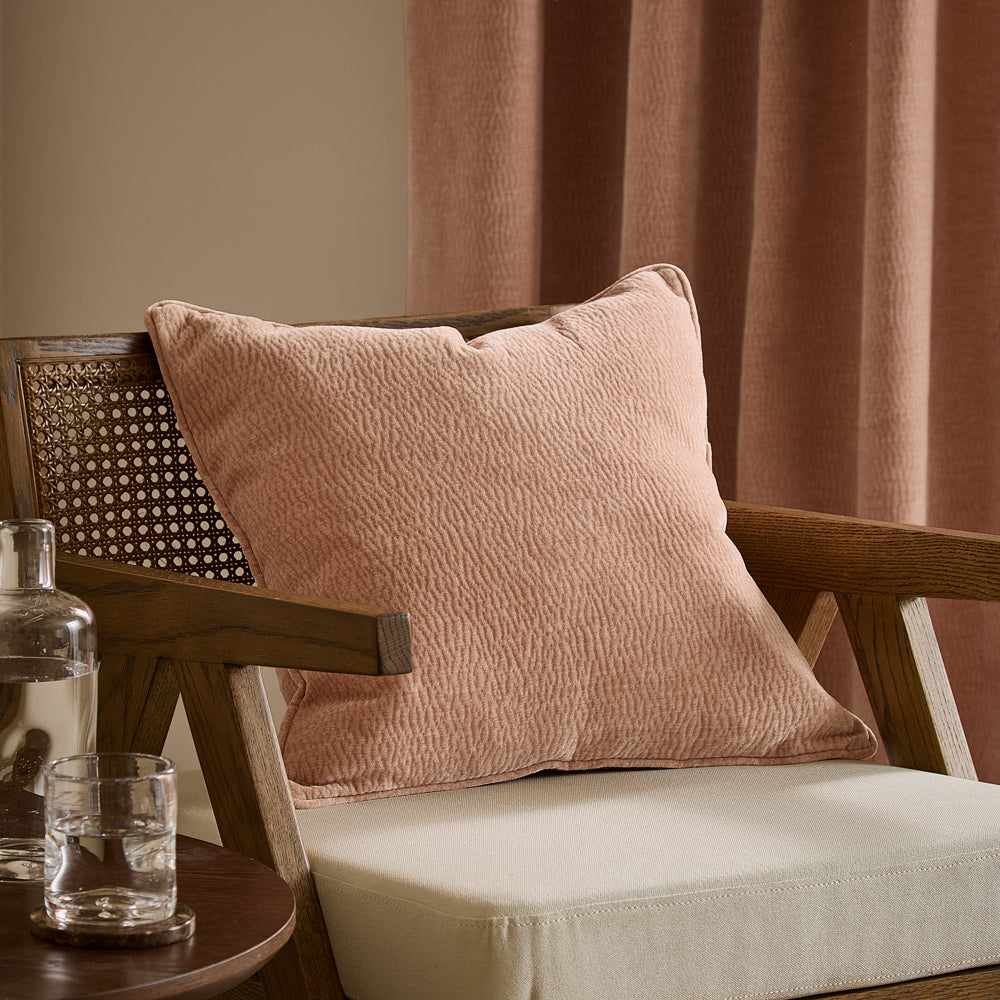 Plain Pink Cushions - Heath Washed Velvet Textured Cushion Cover Cotta Yard