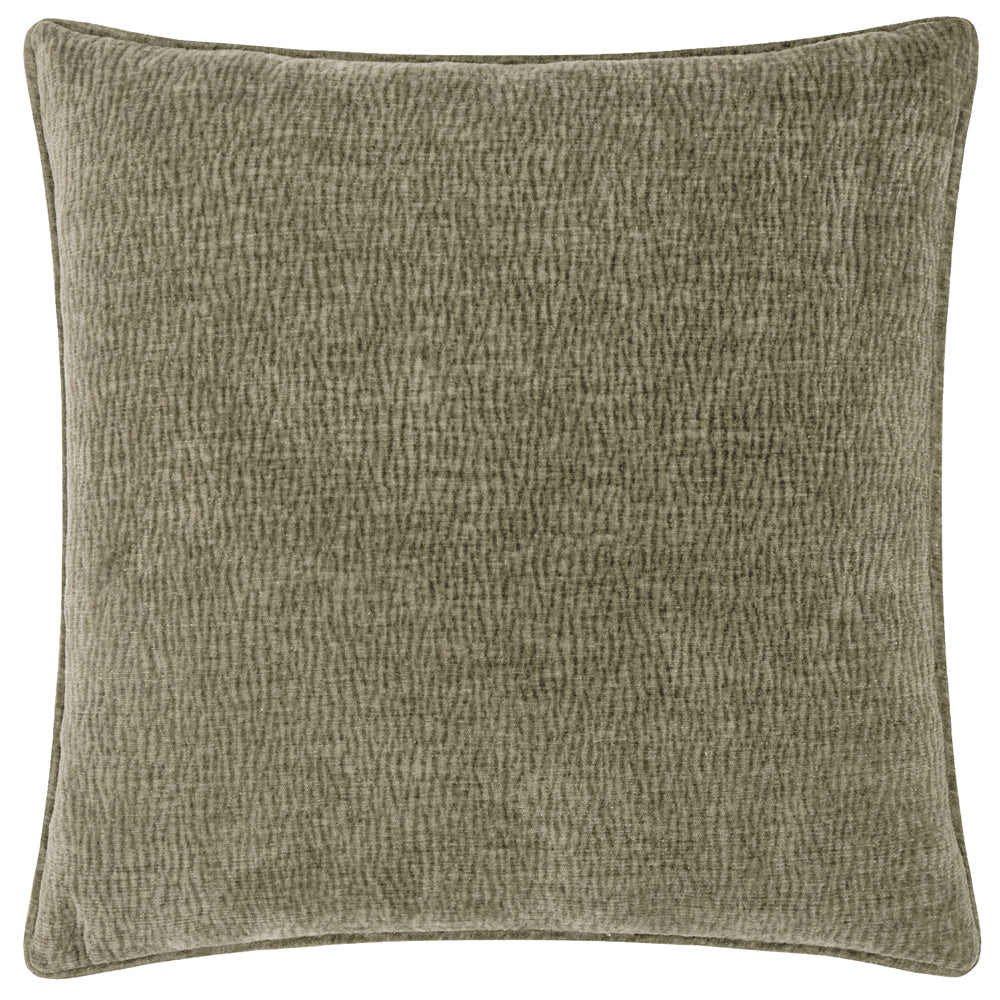 Plain Green Cushions - Heath Washed Velvet Textured Cushion Cover Eucalyptus Yard