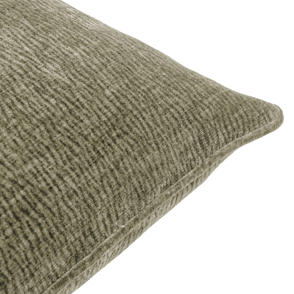 Plain Green Cushions - Heath Washed Velvet Textured Cushion Cover Eucalyptus Yard