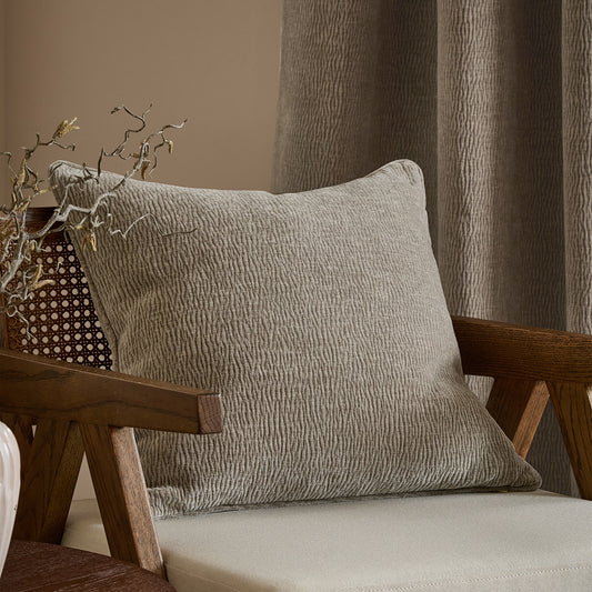 Plain Grey Cushions - Heath Washed Velvet Textured Cushion Cover Greige Yard