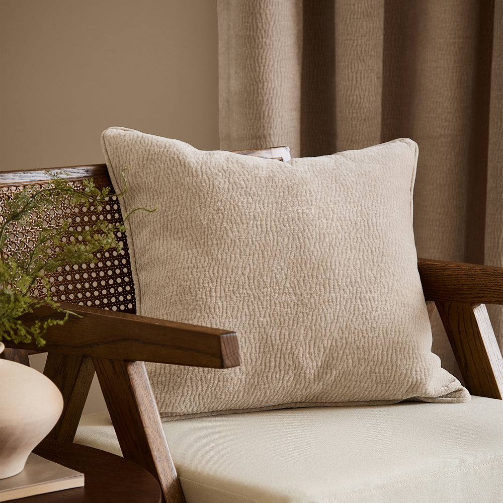 Plain Cream Cushions - Heath Washed Velvet Textured Cushion Cover Linen Yard