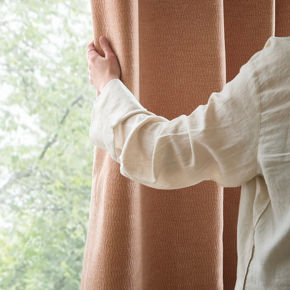 Plain Pink Curtains - Heath Washed Velvet Fully Lined Eyelet Curtains Cotta Yard