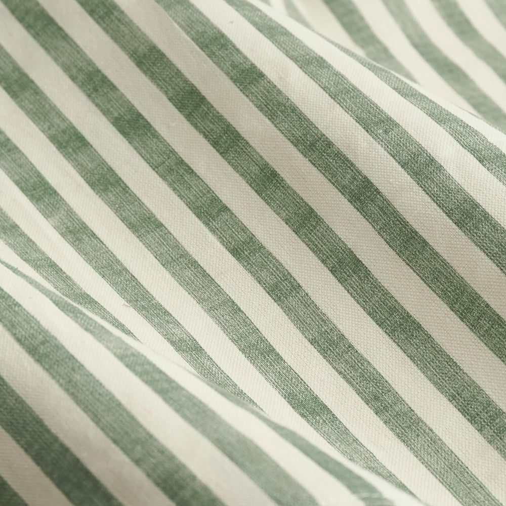 Striped Green Curtains - Hebden 100% Cotton Blackout Pencil Pleat Curtains Forest Yard