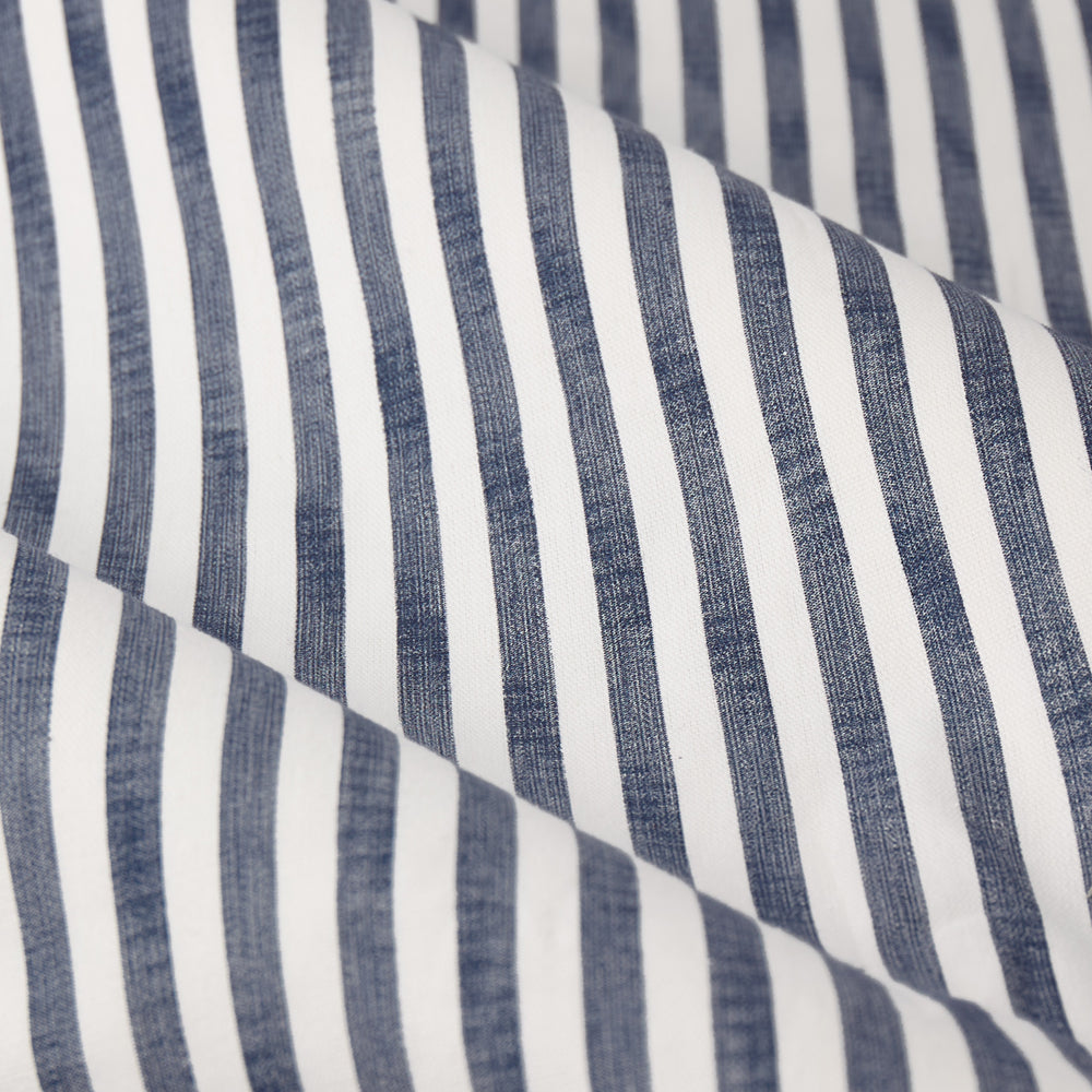Striped Blue Curtains - Hebden 100% Cotton Blackout Pencil Pleat Curtains Navy Yard