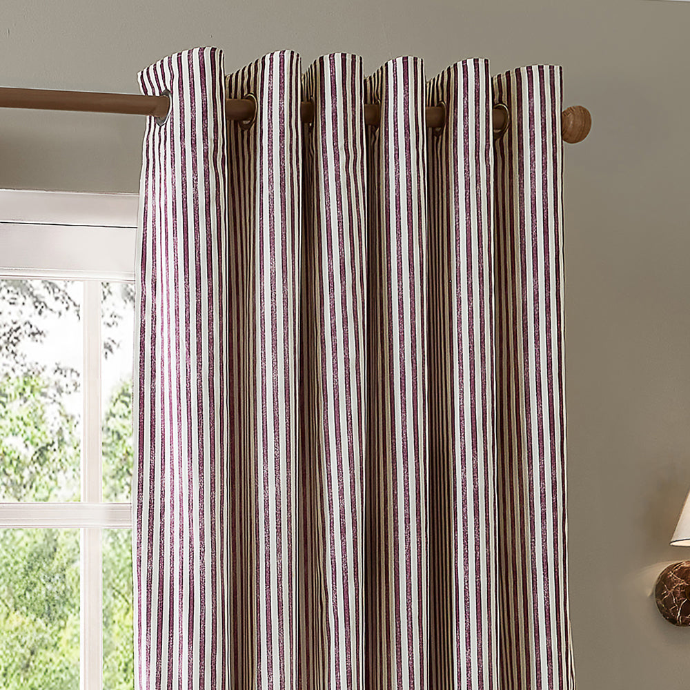 Striped Red Curtains - Hebden 100% Cotton Blackout Eyelet Curtains Beetroot Yard