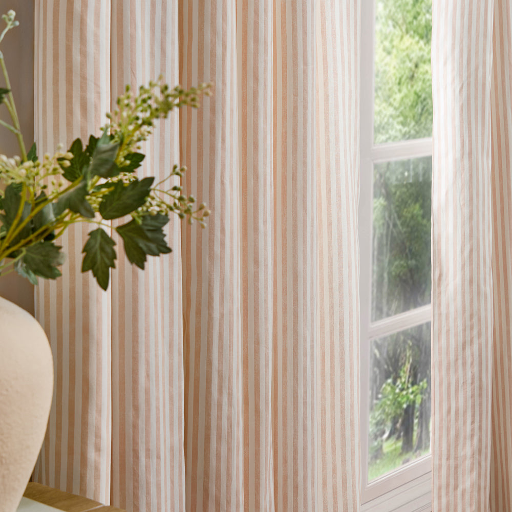Striped Pink Curtains - Hebden 100% Cotton Blackout Eyelet Curtains Blush Yard