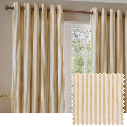 Striped Yellow Curtains - Hebden 100% Cotton Blackout Eyelet Curtains Honey Yellow Yard