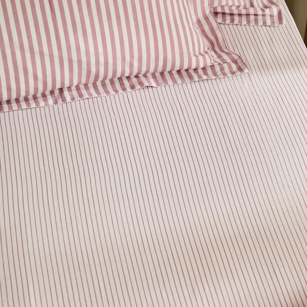 Striped Red Bedding - Hebden 100% Cotton Narrow Stripe Fitted Sheet Rosewood Yard