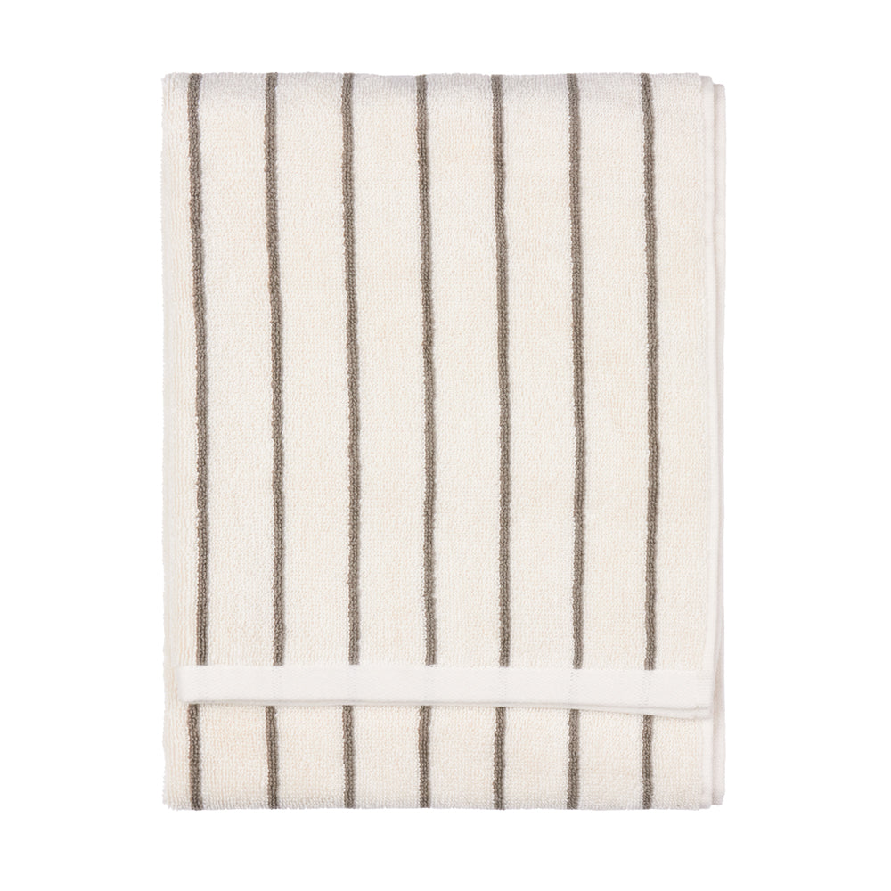Striped Brown Bathroom - Hebden Narrow Stripe 100% Cotton Towels Mole Yard