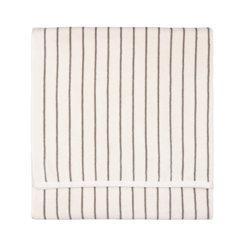 Striped Brown Bathroom - Hebden Narrow Stripe 100% Cotton Towels Mole Yard