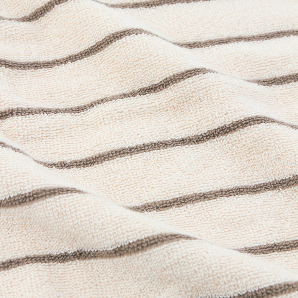 Striped Brown Bathroom - Hebden Narrow Stripe 100% Cotton Towels Mole Yard