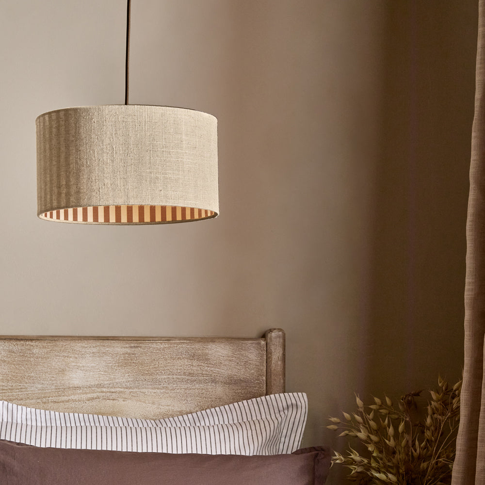 Striped Brown Lighting - Hebden Inner Stripe Lamp Shade Chocolate Yard
