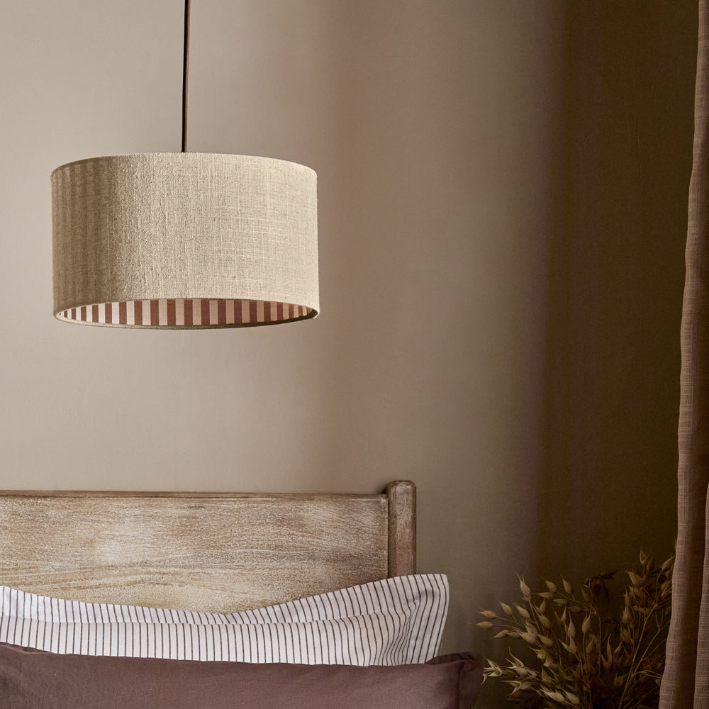 Striped Brown Lighting - Hebden Inner Stripe Lamp Shade Chocolate Yard