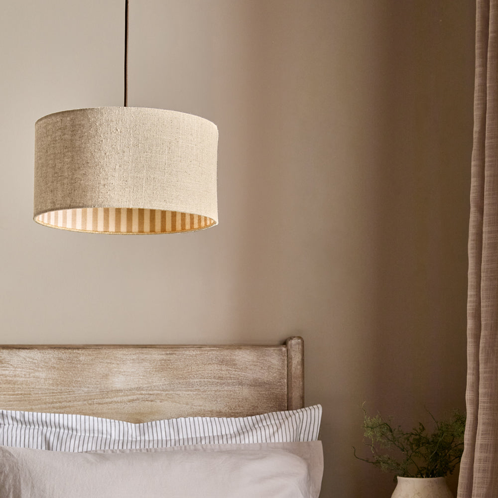 Striped Brown Lighting - Hebden Inner Stripe Lamp Shade Mole Yard