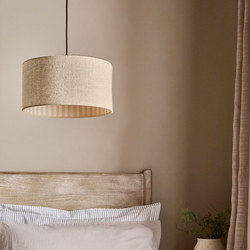 Striped Beige Lighting - Hebden Inner Stripe Lamp Shade Natural Yard
