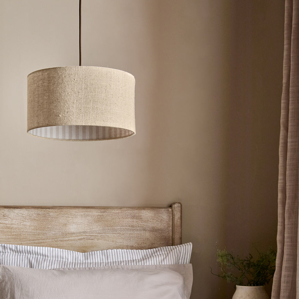 Striped Beige Lighting - Hebden Inner Stripe Lamp Shade Natural Yard
